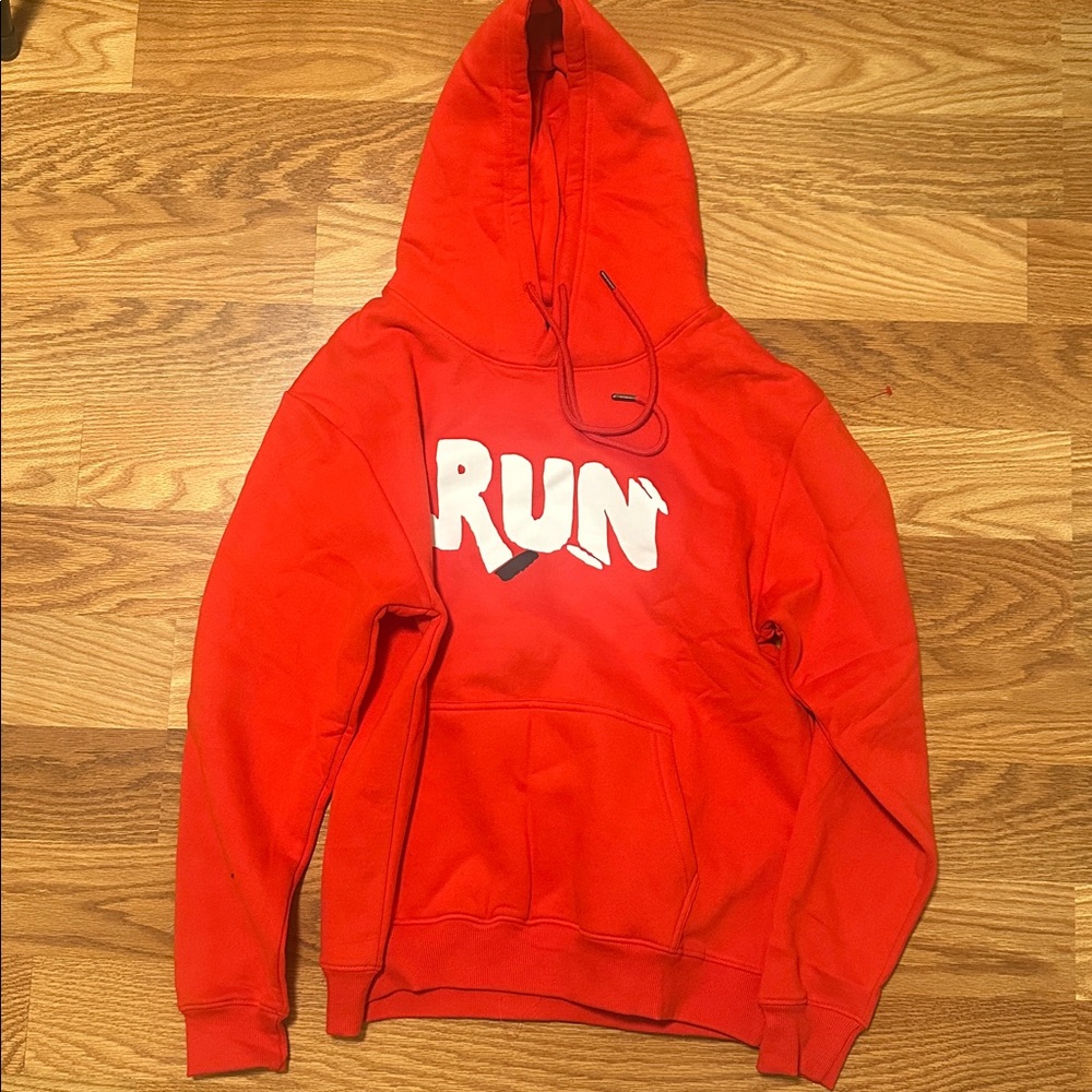 Red Hoodie with White Graphic
